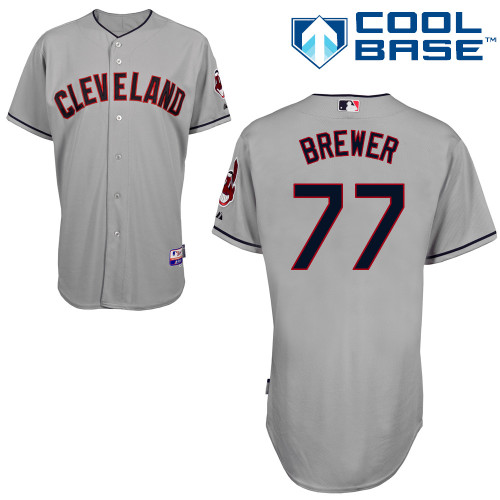 Charles Brewer #77 MLB Jersey-Cleveland Indians Men's Authentic Road Gray Cool Base Baseball Jersey